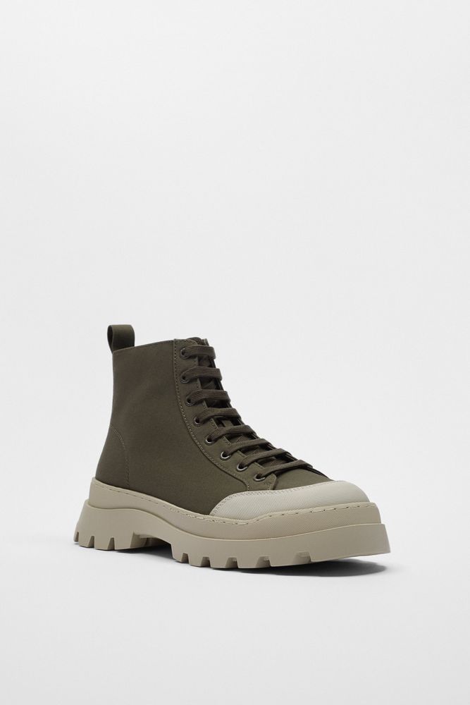 LUG SOLE CANVAS ANKLE BOOTS