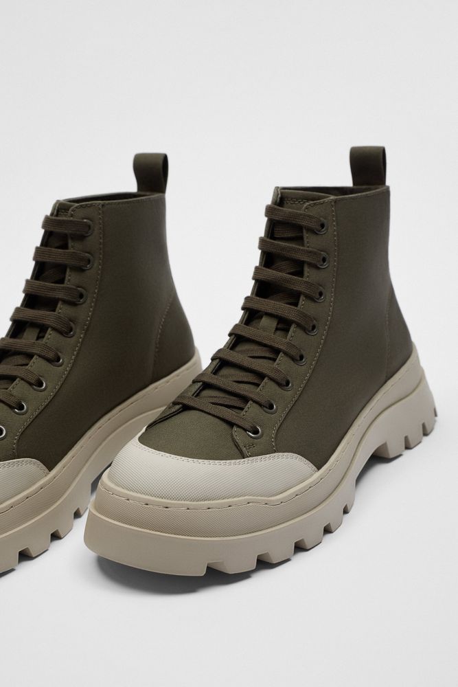 LUG SOLE CANVAS ANKLE BOOTS