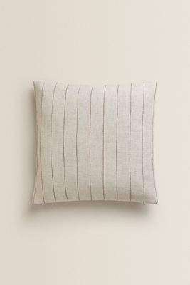 HOUSSE DE COUSSIN LIN RAYURES