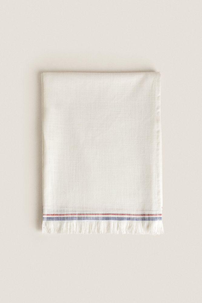 STRIPED TOWEL WITH FRINGING