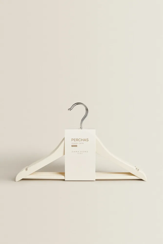 OYSTER WHITE WOODEN HANGER (PACK OF 4) - White