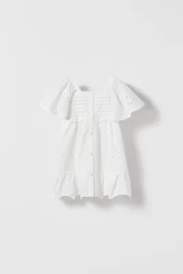 RUFFLED SCHIFFLI DRESS