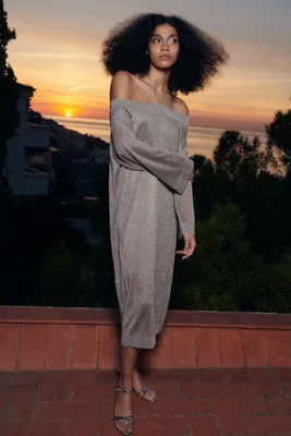KNIT DRESS WITH METALLIC THREAD