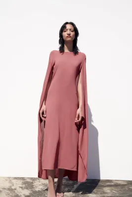 LONG KNIT CAPE DRESS
