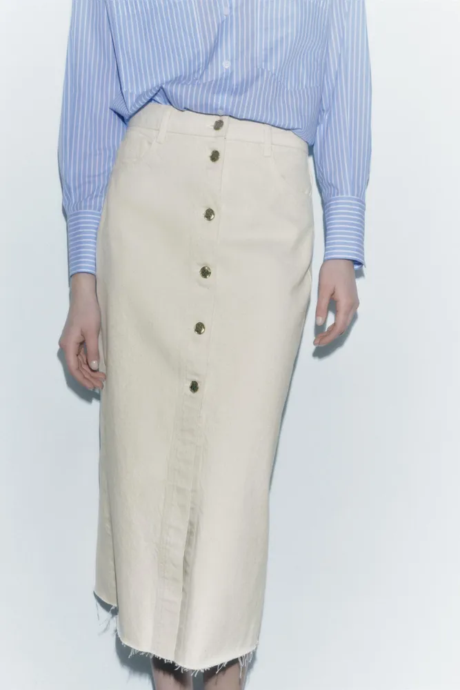 DENIM MIDI SKIRT WITH BUTTONS