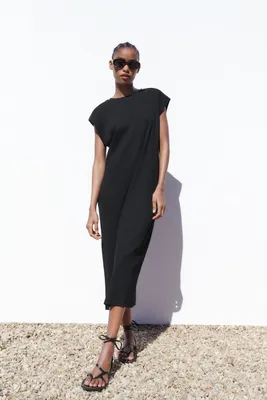 Everlane Ribbed Wrap Midi Dress - Black