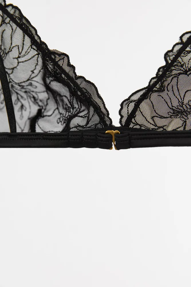 Zara EMBROIDERED MESH BRA