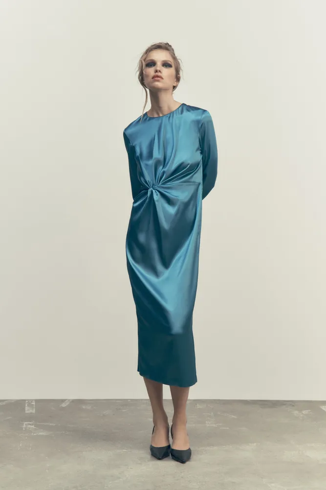 KNOTTED SATIN EFFECT DRESS