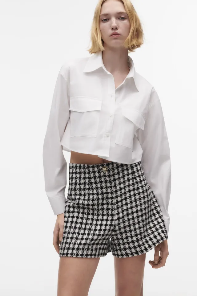 zara checked shorts