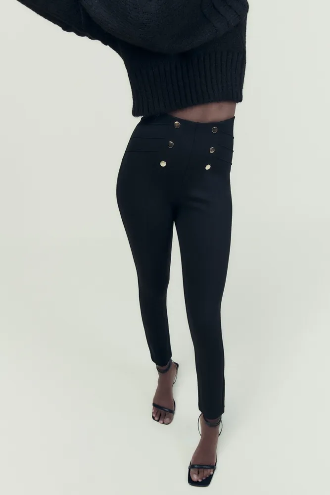 Zara Legging with Gold Button, Women's Fashion, Bottoms, Jeans
