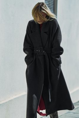 zara belted coat with buckle
