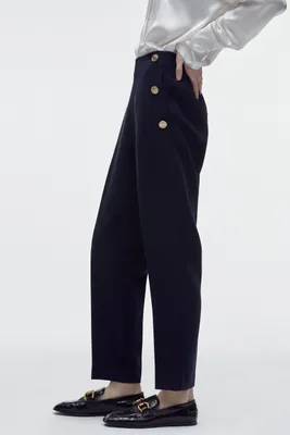 STRAIGHT LEG PANTS WITH METALLIC BUTTONS