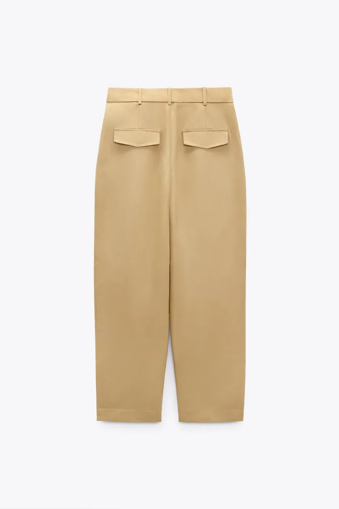 Zara high waisted belted yellow pants