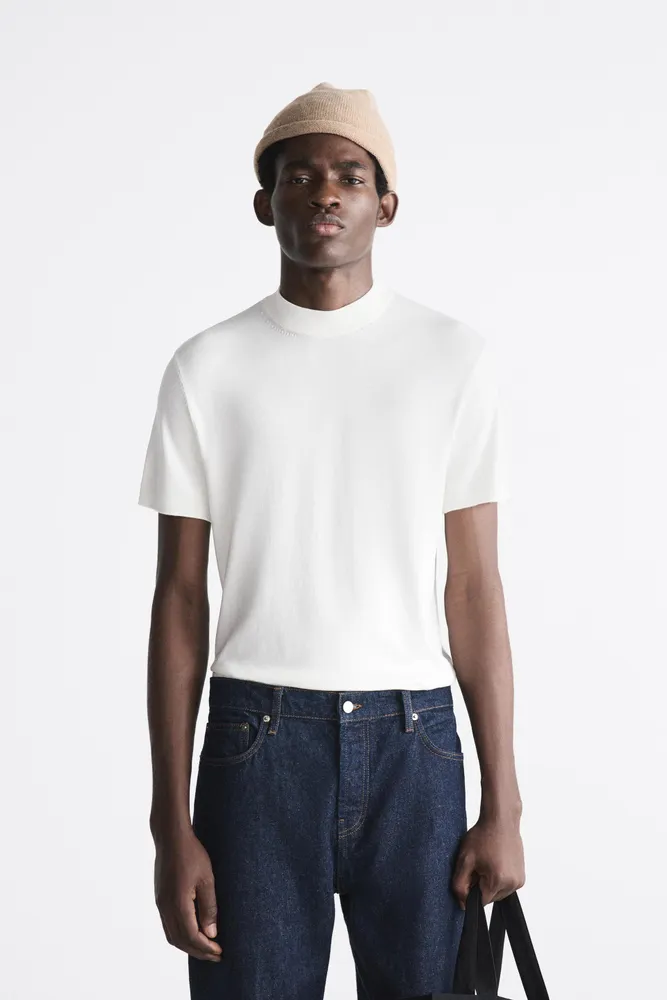 MOCK NECK KNIT T-SHIRT