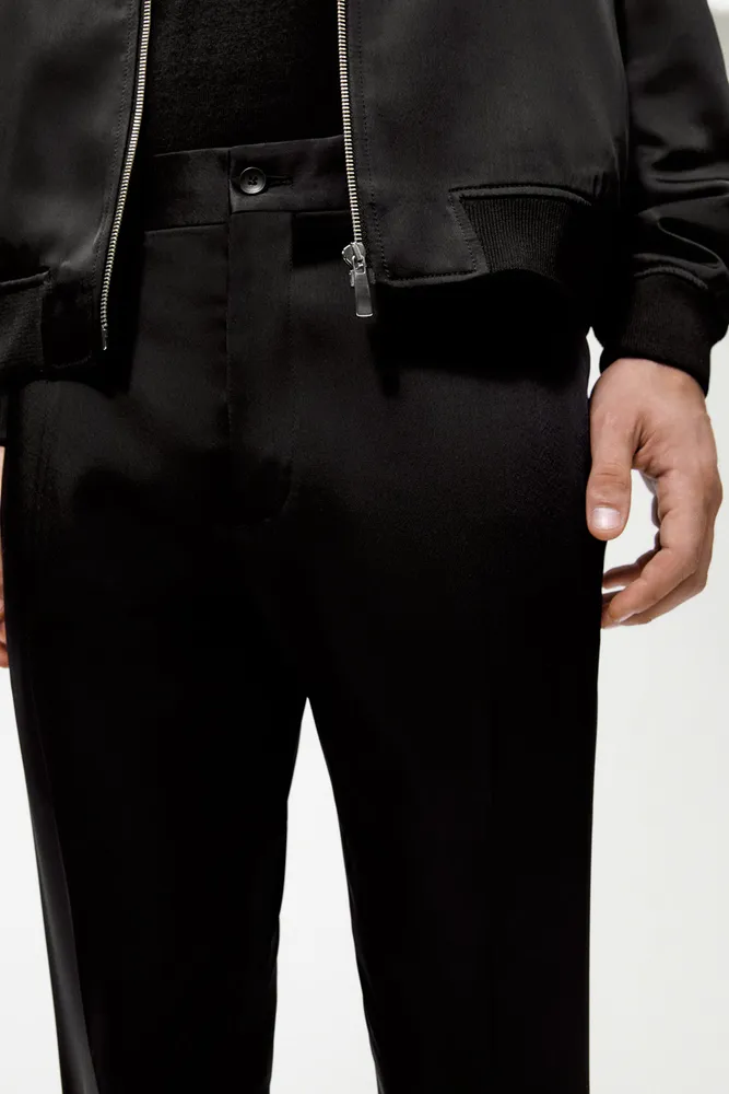 122POMELO Black slim-fit trousers with slits - Pants & Jeans - Maje.com