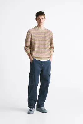 CARGO JEANS WITH SEAM DETAILS