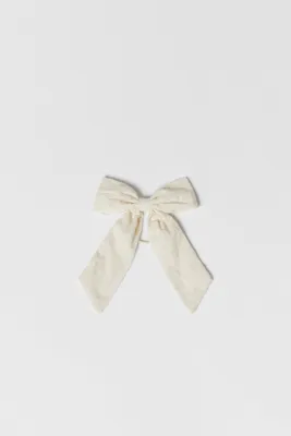 EMBROIDERED BOW HAIR TIE