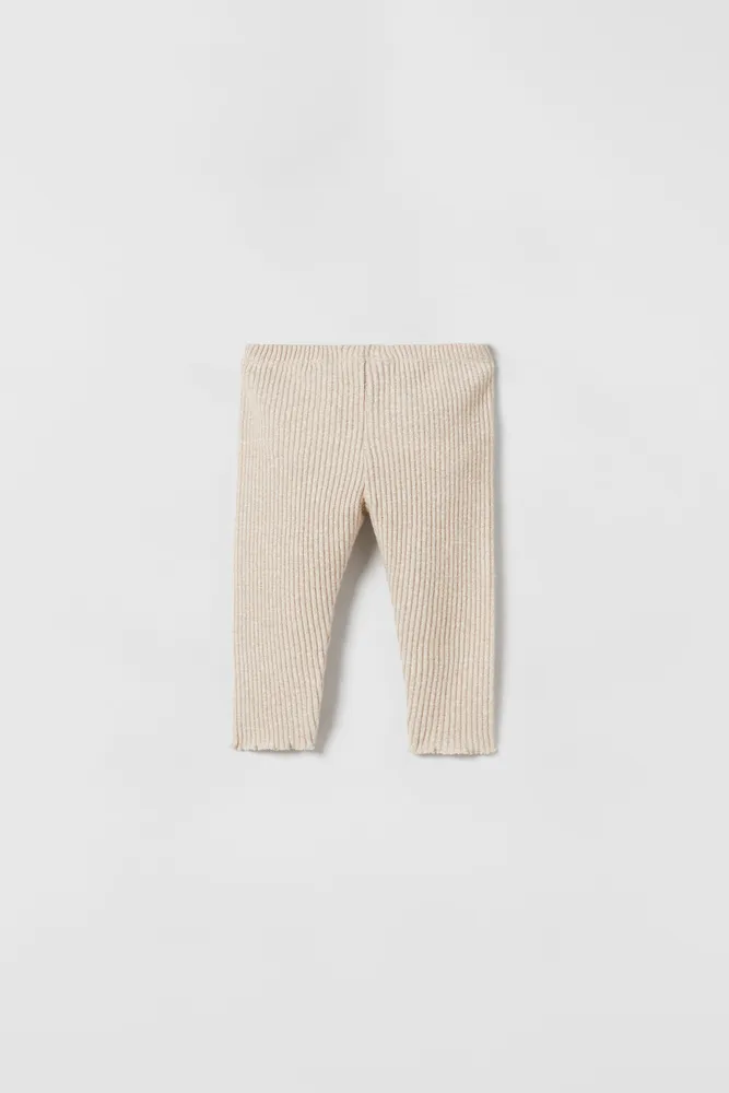 Zara girls toddler 3-4 heather cream tan ribbed leggings nwt full length  pull on | eBay