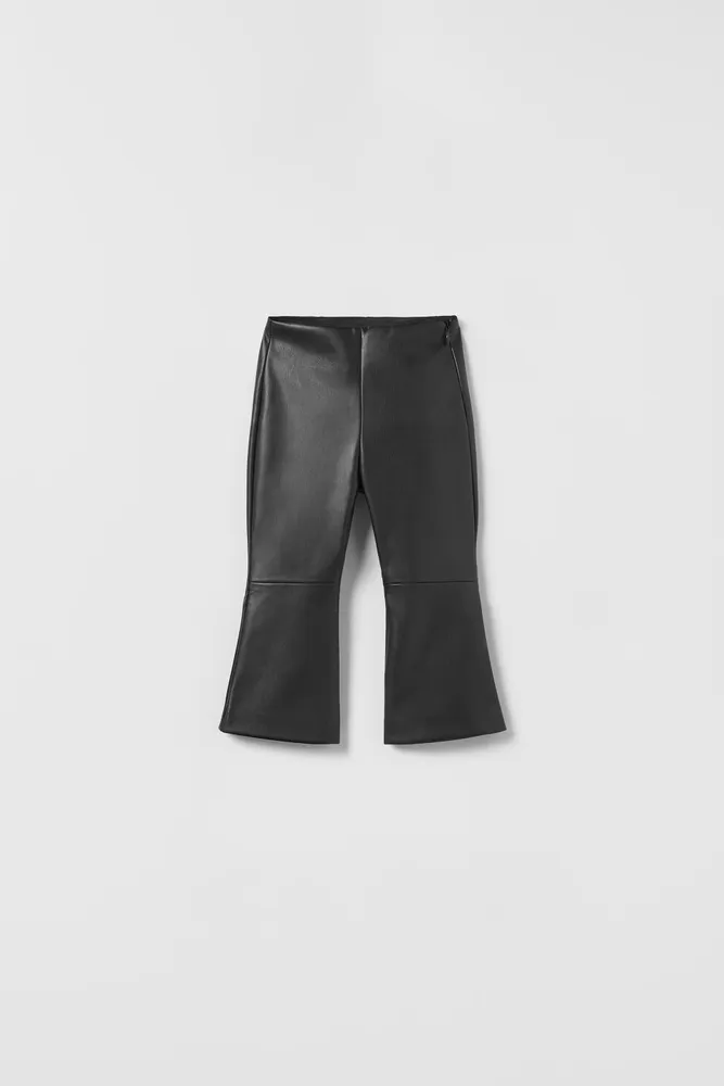 Zara FAUX LEATHER FLARED PANTS