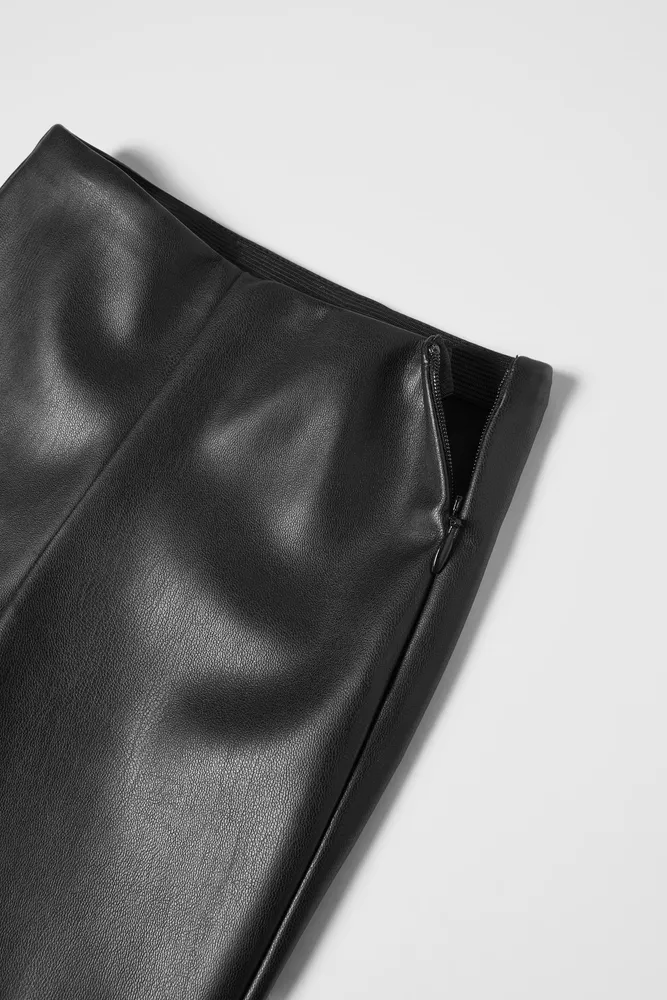 Zara FAUX LEATHER FLARED PANTS