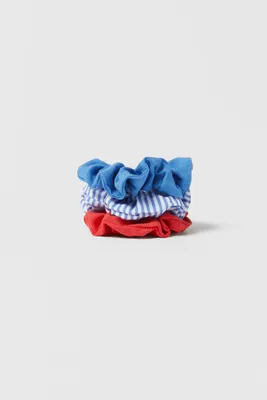 PACK OF THREE STRIPED SCRUNCHIES