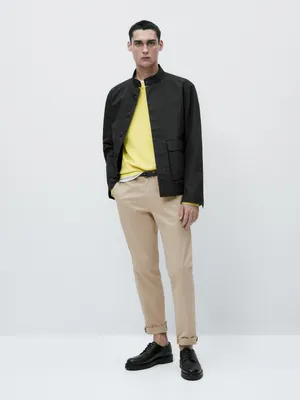 Slim fit cotton blend chino trousers