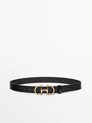 leather belt with double buckle
