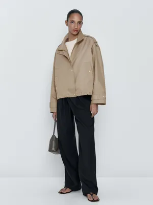 Cropped parka with golden buttons