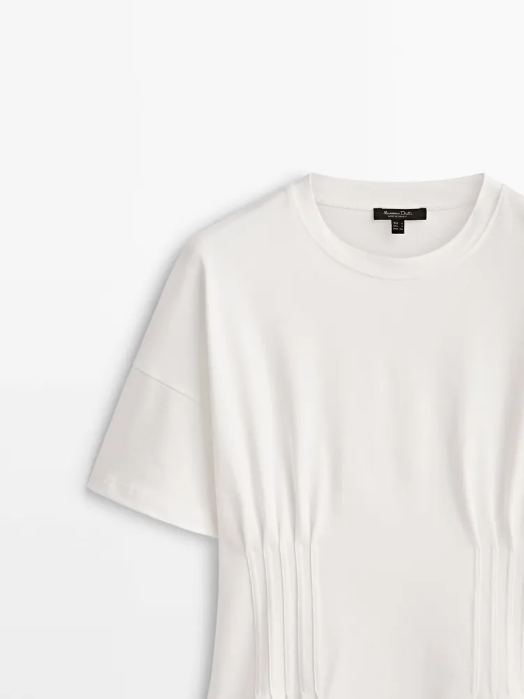 Cotton T-shirt with gathered waist