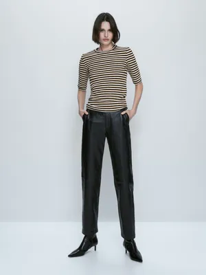 Striped 3/4 length sleeve T-shirt