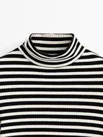 Striped high neck T-shirt