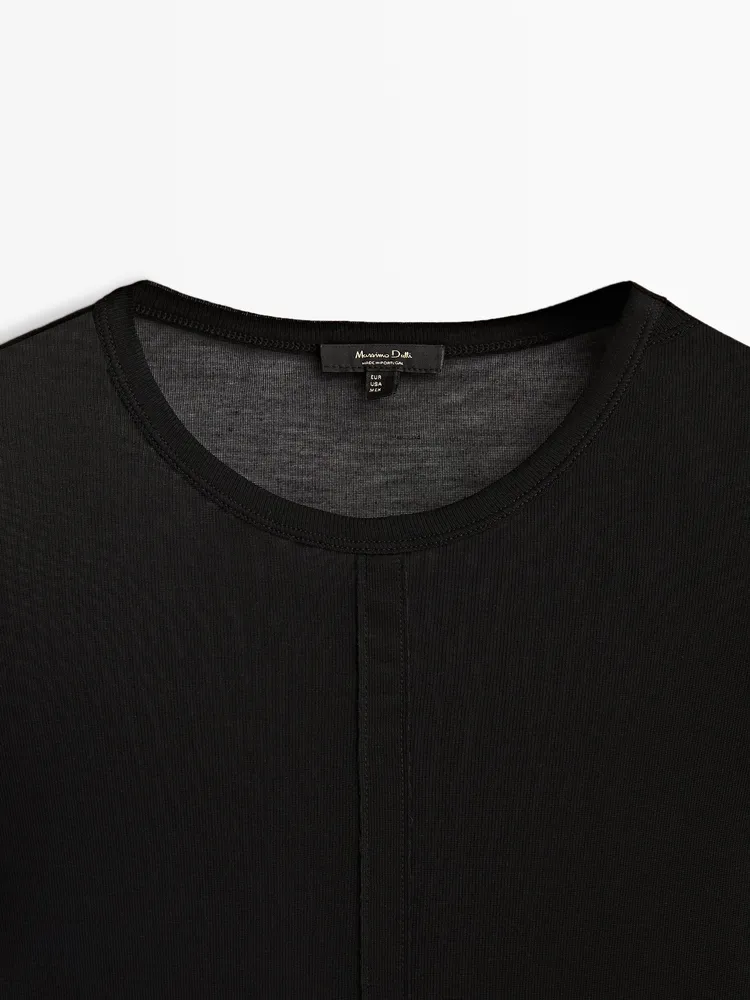 Semi-sheer T-shirt with seam detail