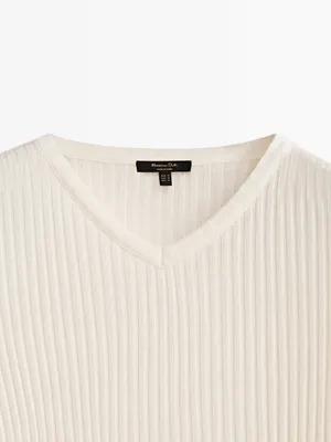 Ribbed T-shirt with wool