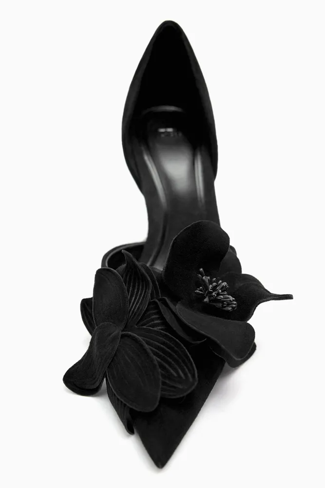 HIGH HEELED SUEDE FLOWER SHOES