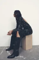 KNEE HIGH EMBROIDERED LEATHER COWBOY BOOTS
