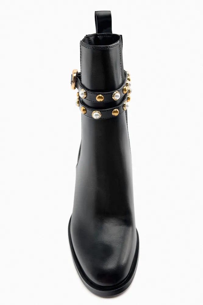 zara ankle boots with pearls