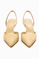 RAFFIA HIGH HEEL SLINGBACKS