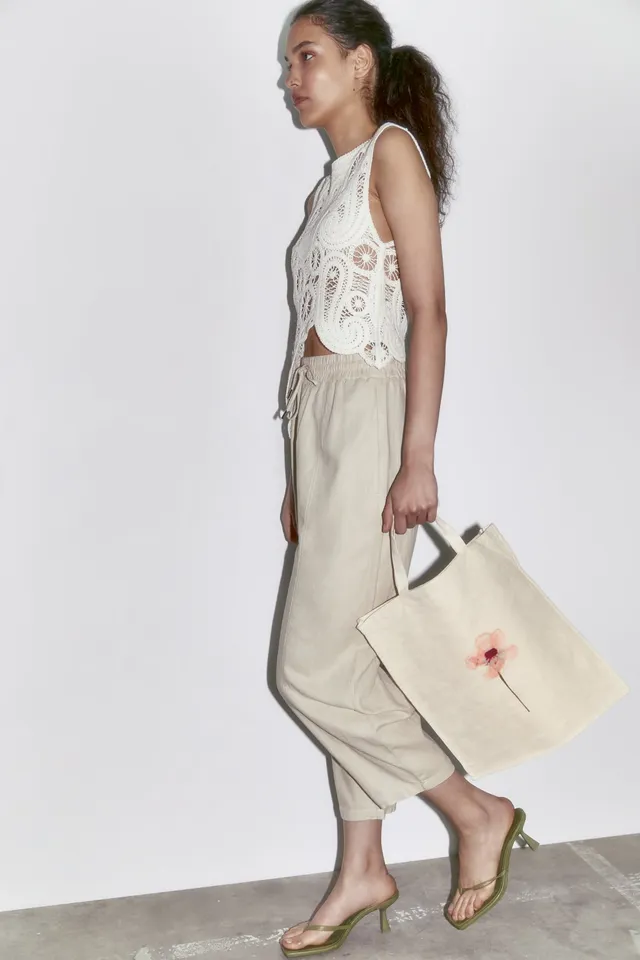 Zara Maxi canvas shopper bag