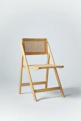 RATTAN AND WOOD FOLDING CHAIR