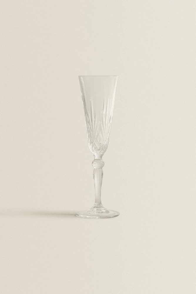 FLÛTE VERRE CRISTALLIN TAILLÉ