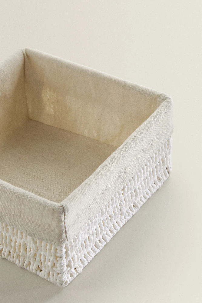 SQUARE FABRIC-LINED BASKET