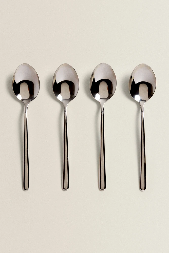 SET OF SHINY STEEL DESSERT SPOONS (SET OF 4)