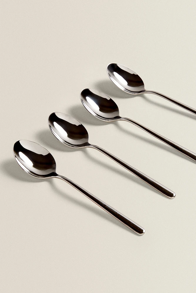 SET OF SHINY STEEL DESSERT SPOONS (SET OF 4)