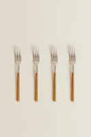 SET OF BRUNCH FORKS WITH WOOD-DESIGN HANDLE