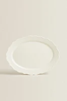 EARTHENWARE SERVING DISH WITH RAISED-DESIGN EDGE