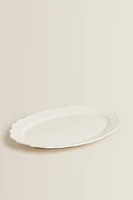 EARTHENWARE SERVING DISH WITH RAISED-DESIGN EDGE