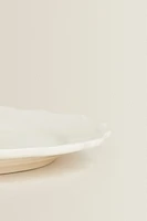 EARTHENWARE SERVING DISH WITH RAISED-DESIGN EDGE