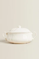 EARTHENWARE TUREEN WITH RAISED-DESIGN EDGE