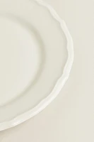 EARTHENWARE DESSERT PLATE WITH RAISED-DESIGN EDGE