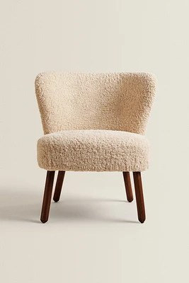 FAUTEUIL TISSU BOUCLÉ BEIGE